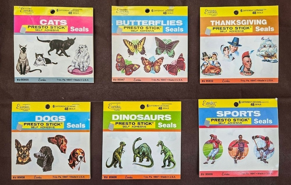 Vintage Eureka sticker lot, new old stock- 288 stickers / seals. Books Complete!