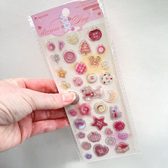 Cute Epoxy Button Stickers Pink Junk Journaling Collage Scrapbooking
