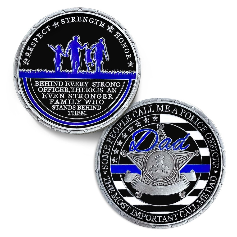 Thin Blue Line Police Challenge Coins for Dad – Law Enforcement Police Office…