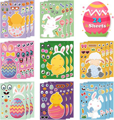 DIY Easter Bunny Sticker – Craft Set for Kids, 24-Sheet