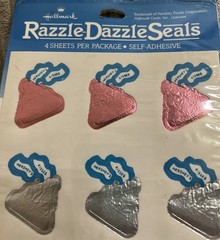 Vintage 80s Stickers Hallmark Razzle Dazzle Hershey Kisses 4 Sheets Sealed Pack