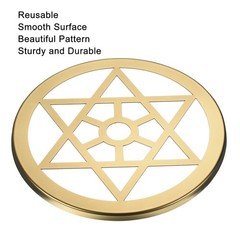 3.9 Inch Metal Flower Frog Lid Organizer Six-Pointed Star Pattern Gold Tone