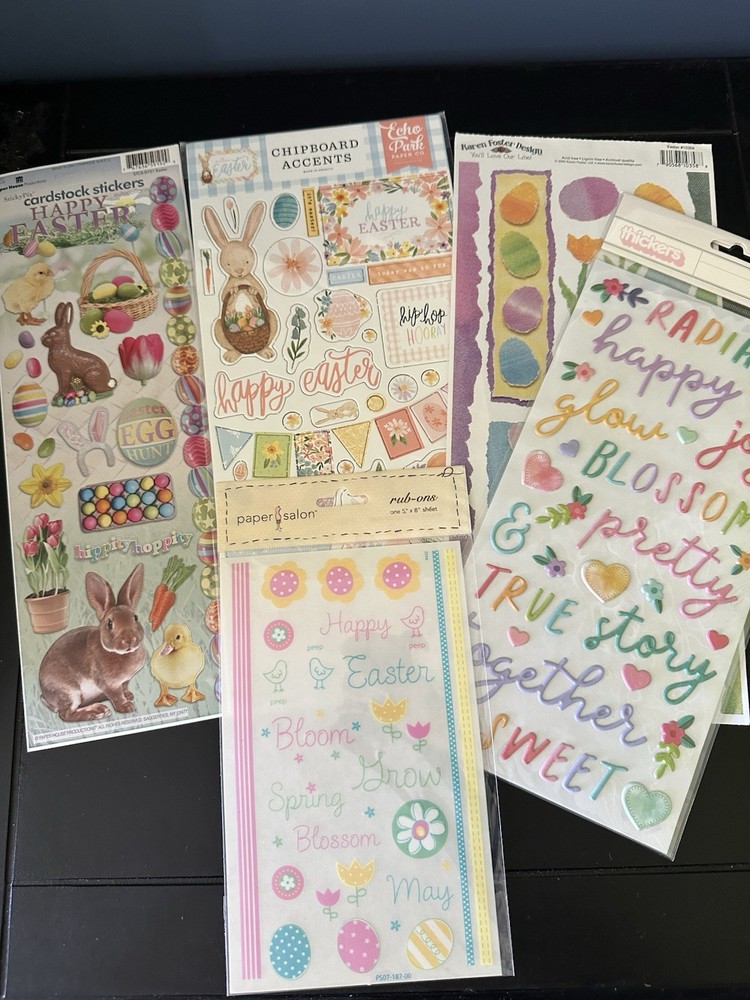 Easter Spring Scrapbook Sticker Chipboard Embellishments Mixed Brands Lot Of 5