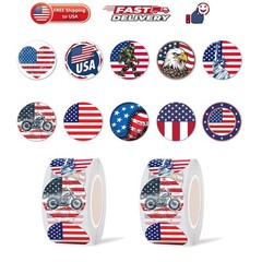 American Flag 4th of July Dot Stickers Roll500 x 2 pcs,1 in | Patriotic Flag…