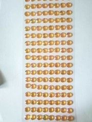 CraftbuddyUS 144 pcs x10mm(18 Stripes)Self Adh Faceted Round Gems,Color-AB ORANG