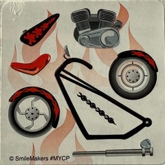 BUILD-A-MOTORCYCLE Stickers(7pc)Smile Maker•Bike Tires •Engine•Ride•Card Making•