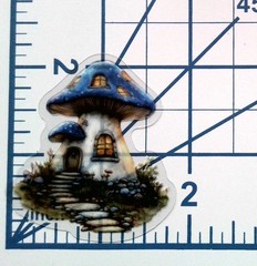Mushroom Fairy Tale House Clear Vinyl Decal Sticker Water Resistant Laptop Gift