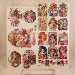 Two Violette Sticker Brand Lot – Victorian Girls With Bouquets Sticker Sheet