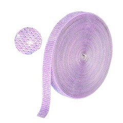 Self Adhesive Rhinestone Strips 6 Yards 0.45 Inch for Craft,Light Purple AB