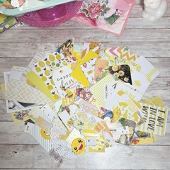 Junk Journal Paper Scrap Pack Kit 100 Pieces Yellow Theme Ephemera Planner Decor