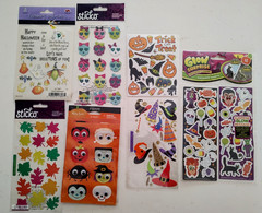 Lot of HALLOWEEN FALL Stickers Scrapbook New & Open Packages GOOGLE EYES SKULL