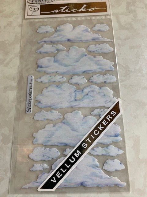 STICKO EK SUCCESS STICKERS WHITE W/BLUE SKY CLOUD FLUFFY CLOUDS 19PCS