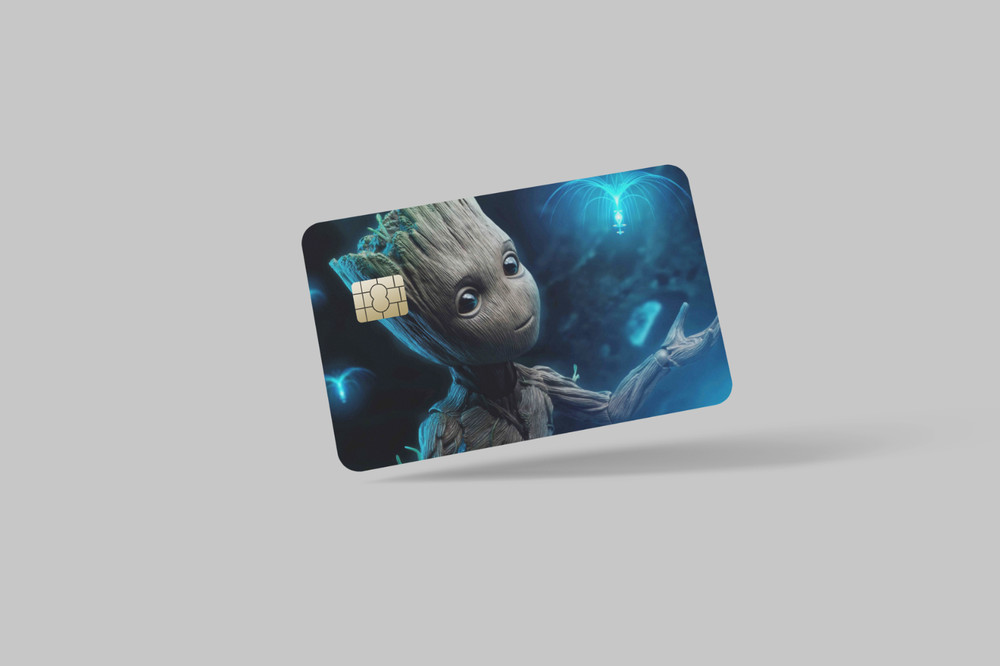 GROOT guardians of the galaxy, 2 pc credit card skin & DEBIT CARD,TROLLEY & GYM