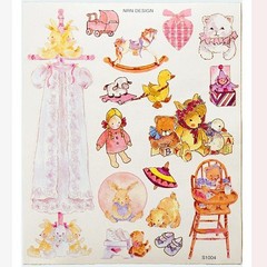 NRN Designs Stickers – Rare Vintage Cute Baby Toys Sticker Sheet – Scrapbooking