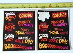 VTG HALLOWEEN STICKER 2 SHEETS BLACK ORANGE BOO SCARY HORROR MONSTER GHOST DECAL