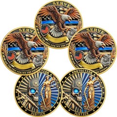 5 Pcs Police Challenge Coin – Skeletons and Goddess of Justice Challenge Coin…