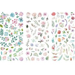 Cartoon Flowers Leaves Sticker Diary Scrapbook Stationery Stickers Supplies 3pcs
