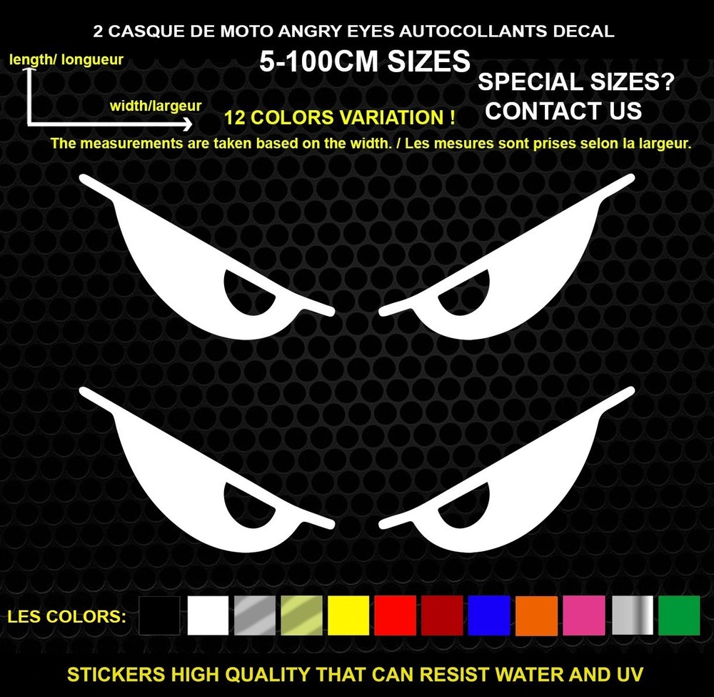 2 Angry Eyes Decorative Stickers – Vehicles & Accessories, 2 Piece Set