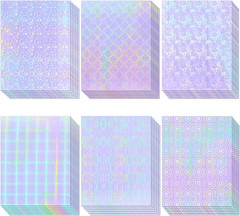 36 Sheets Holographic Sticker Paper, Clear Vinyl Laminate Film for Stickers Self