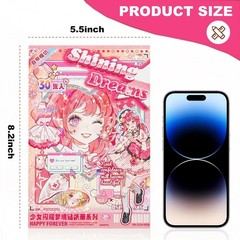 Auguro Cute Scrapbook Stickers Book – 500 Pre-Cut A5 Size Girl Pink
