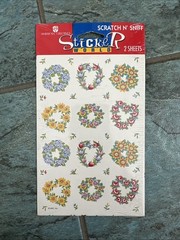 Vtg Fragrant Scratch & Sniff Floral Wreath Stickers American Greetings Sealed