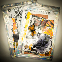 Whimsygoth Junk Journaling Papercrafting Kit – Mixed Media Pack Stickers Buttons
