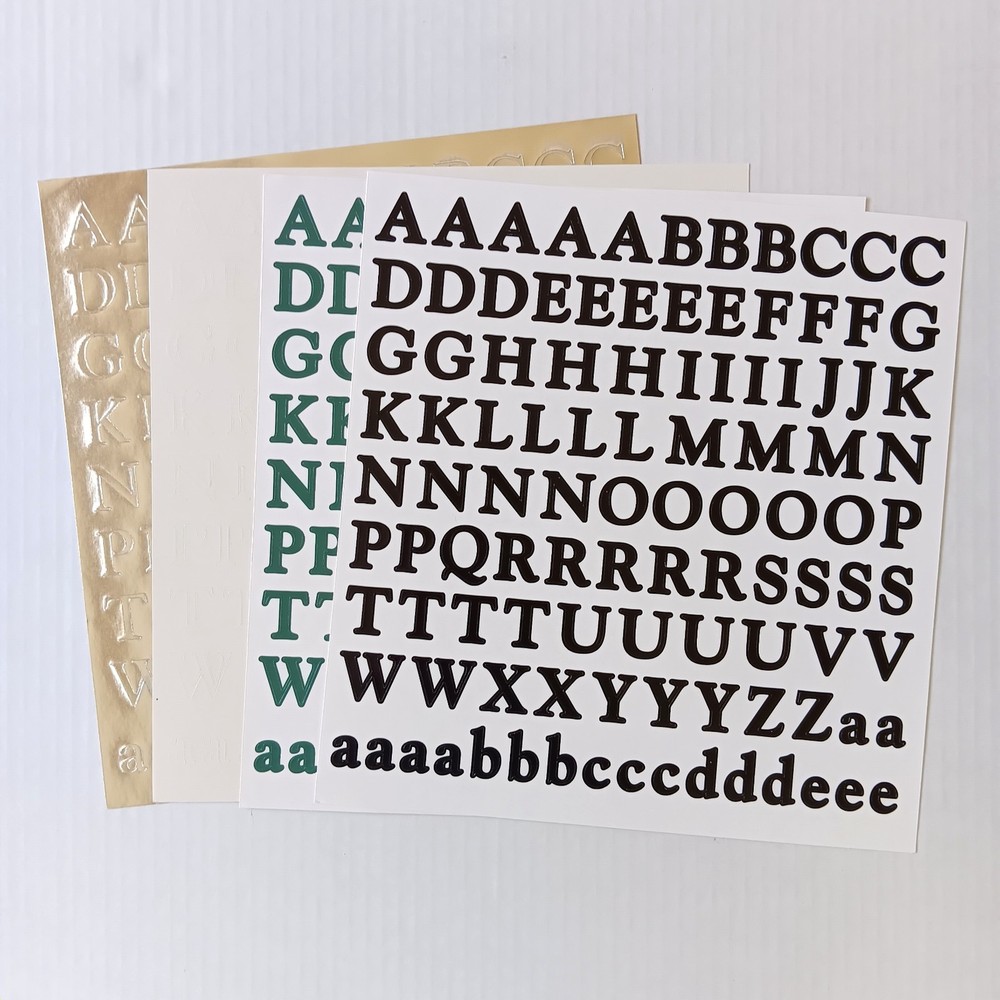 Lot of 4 Creative Memories Silver/White/Green/Black ABC/123 Stickers Sheets