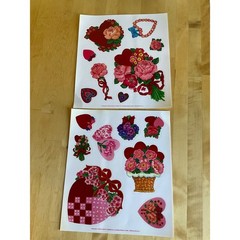 Vintage Current Inc Roses & Hearts Sticker Sheets Floral Valentine Die Cut 2pc