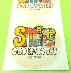 Vintage 80’s Smile God Loves You ChrisD Religious Sticker Set Of 5