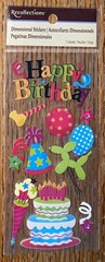 Recollections Happy Birthday Cake Balloons Party Hats Streamer Scrapbook Sticker
