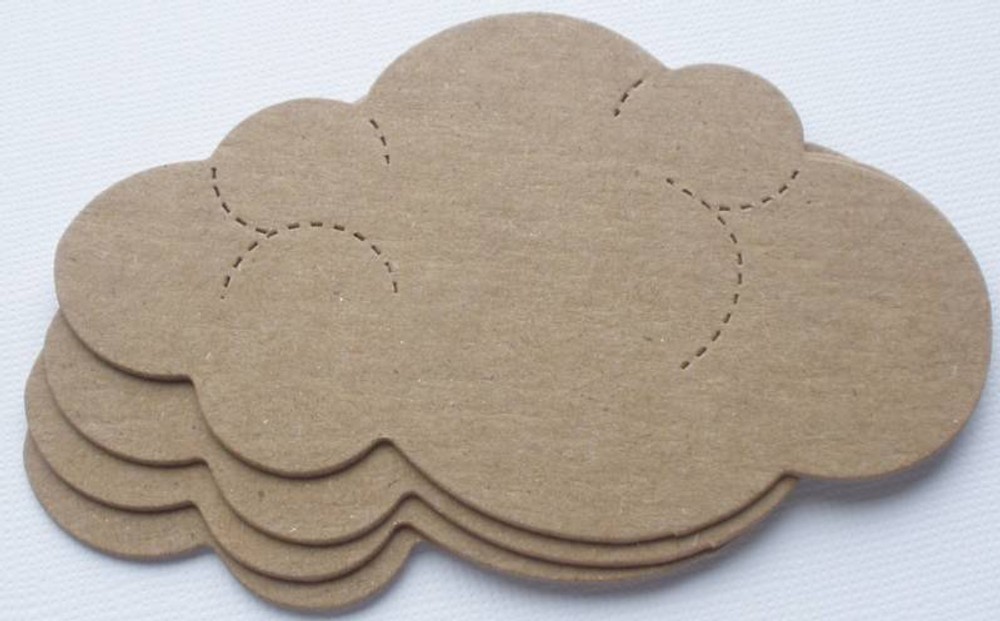 {4} *CLOUD* Raw Bare Unfinsihed Chipboard Die Cuts