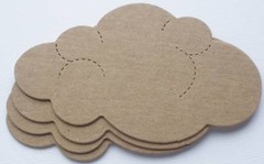 {4} *CLOUD* Raw Bare Unfinsihed Chipboard Die Cuts