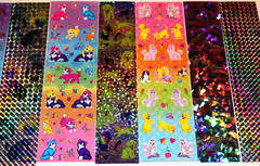 VINTAGE LOT LISA FRANK STICKER STRIP BUBBLE CRYSTAL PRISM HORSES KITTIES PUPPIES