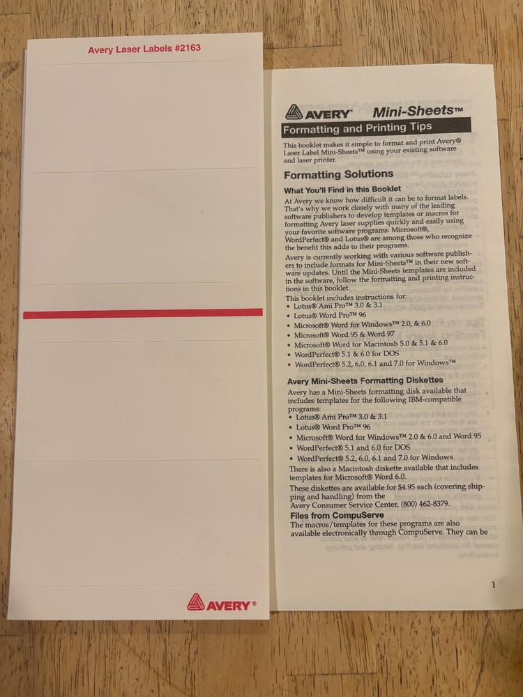 Avery – 2163 – Mini-Sheets – Laser/Inkjet Mailing Labels – 2″ x 4″ – 96 Count
