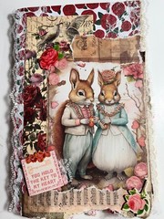 valentines junk journal scrapbook tassel pen clip 54 pages squirrel couple