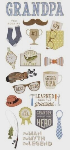 Grandpa Grandfather Hero Fishing Golf Family Memories Paper Studio Stickers