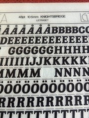 SEVEN (7) Letraset INSTANT LETTERING Transfer Letters Knightsbridge 48pt NICE 2