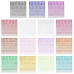 Self-Adhesive Rhinestone Sticker 3375 Pieces Crystal in 5 Size 15 Colors Blin…