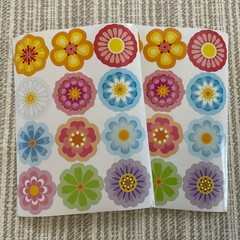 24 Retro Flower Stickers 1.5” Colorful Floral Scrapbook Decals Envelope Seals