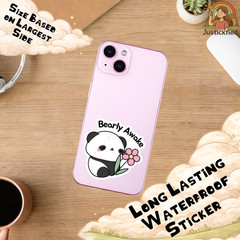 Bearly Awake Sticker, Cute Panda Decal, Kawaii Animal Vinyl Sticker, waterproof