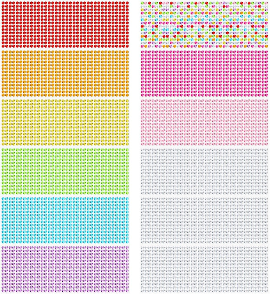 6048PCS Gem Sticker for Craft, 6Mm Adhesive Rhinestone Stickers, 12 Embellishmen