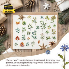 450 Pcs Flower Stickers for Scrapbook Supplies, Dried Pressed Flowers Scrapbook,