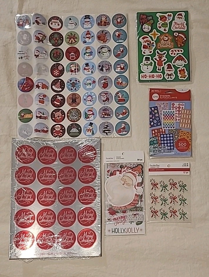 1300+ Assorted Holiday Christmas Stickers Autocollants Puffy Diecuts Paper Epoxy