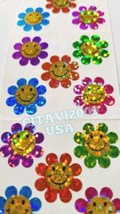 HAMBLY STUDIOS STICKERS PRISMATIC GLITTER SMILEY FACE FLOWERS COLLECTIBLE RARE
