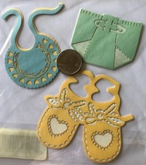 BABY CLOTHES Laser Overlay Die-Cuts(3pc)DCWV•Booties•Bib•Diaper •Newborn•Hearts