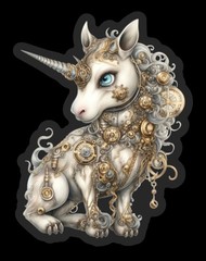 Steampunk Unicorn Sticker | Mechanical Vinyl Sticker | Fantasy