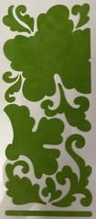 GREEN FUZZY DAMASK ROSE Sticker(11pc)4”x9•Stampendous •Garden•Flower•Bloom•Swirl