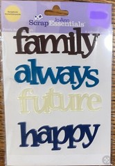 Joann Scrap Essentials Family Acrylic Word Always Future Happy Scrapbook Sticker