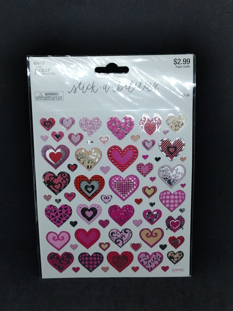 The paper studio stick a bilites heart stickers 96pc