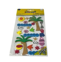Vintage 2006 Busy Kids Camp Beach Themed Crafts Art 3D Foam Stickers NEW Sealed